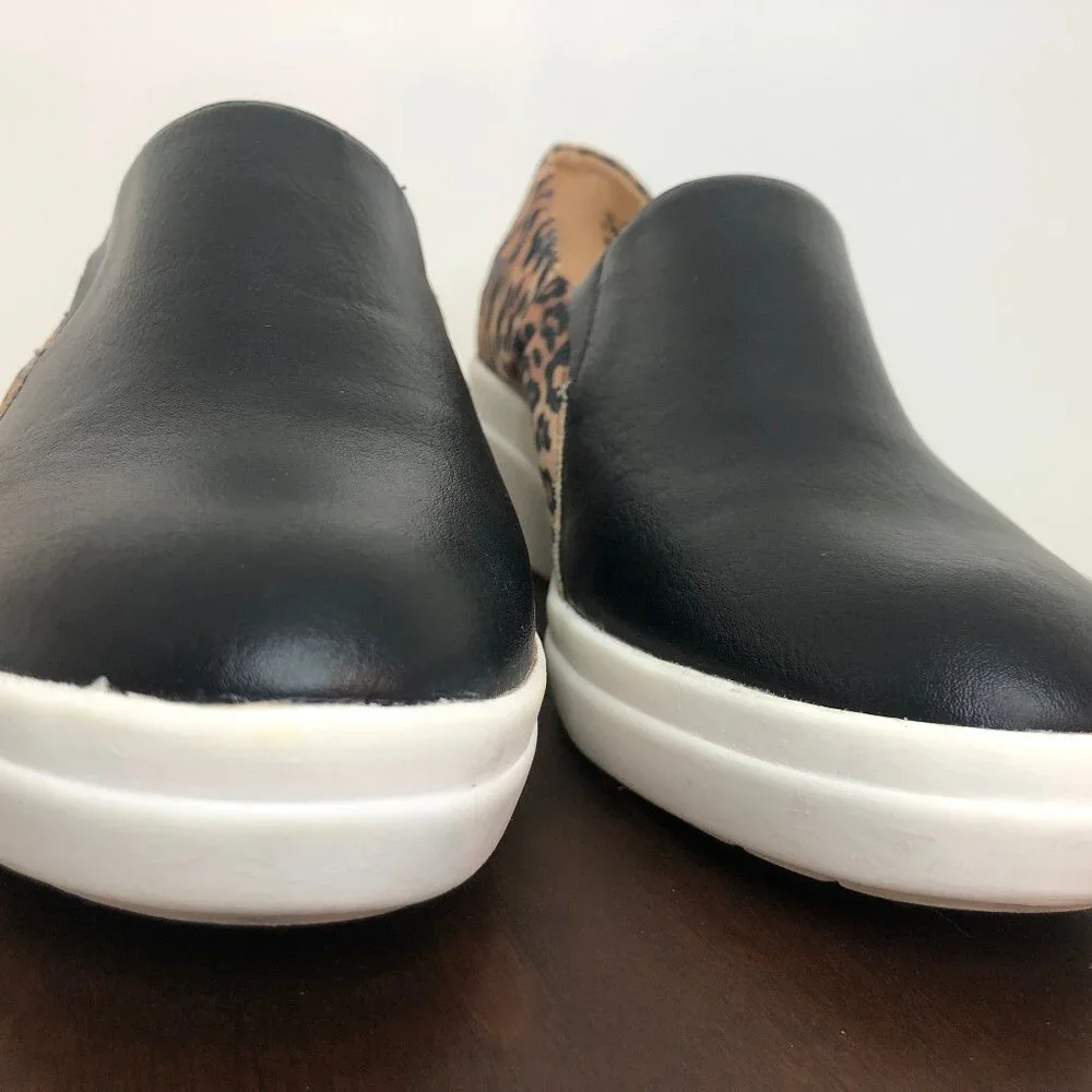Naturalizer Sandra Slip-on Wedges Black Smooth and Leopard Print Finish Sz. 8.5 - Picture 2 of 6